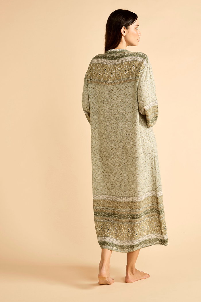 Midi Printed Olive Dress with Wide Sleeves product image 2